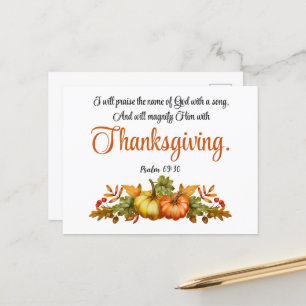 Psalm 69:30 Thanksgiving Schrift Pompoen Herfst Feestdagenkaart
