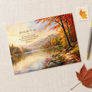 Psalm 73:26 Bijbelvers Meer & Herfst Berg Kaart
