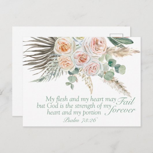 Psalm 73:26 Bijbelverse Motivatie Briefkaart (Voorkant / Achterkant)