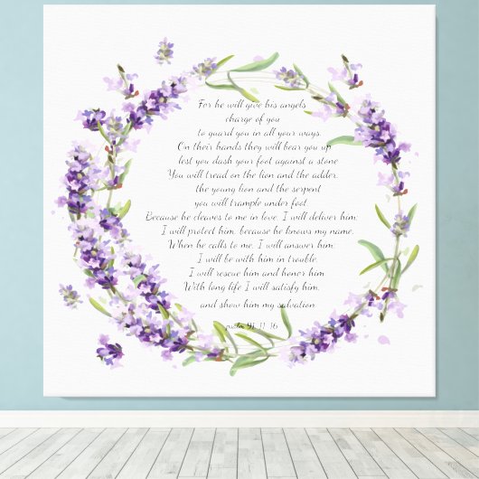 Psalm 91: 11-16 canvasafdruk canvas afdruk (Insitu (Houten vloer))
