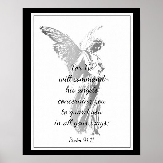 Psalm 91:11 Bijbelprijsopgave met Angel Poster (Voorkant)