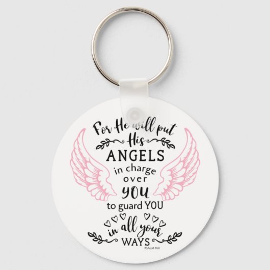 Psalm 91:11 Bijbelscript Verse Angels Guard Sleutelhanger (Voorkant)