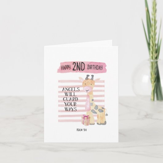 Psalm 91:11 Giraffe 2e verjaardag Kaart (Voorkant)