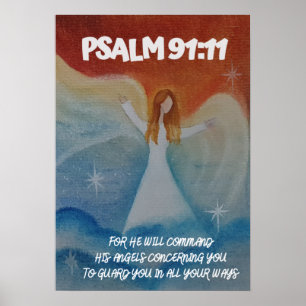 Psalm 91:11 Hij zal zijn Angels leiden Poster