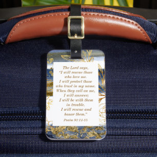 Psalm 91:14-15 De Heer zegt dat Ik de Bijbel zal r Bagagelabel