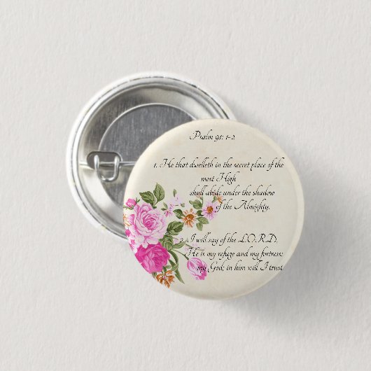 psalm 91:1-2 ronde button 3,2 cm (Voorkant /achterkant)