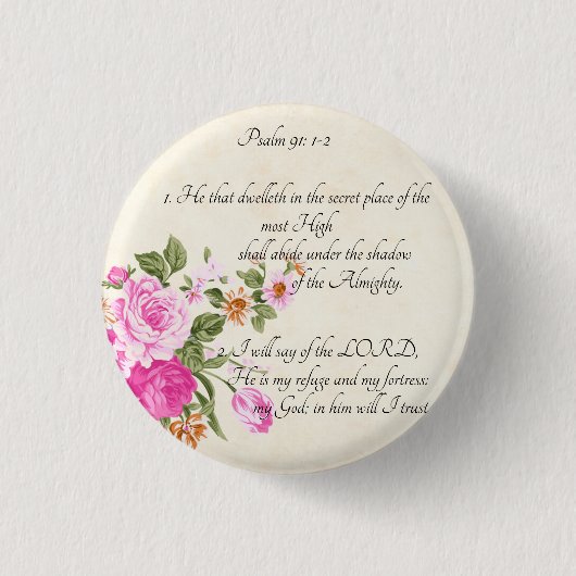 psalm 91:1-2 ronde button 3,2 cm (Voorkant)