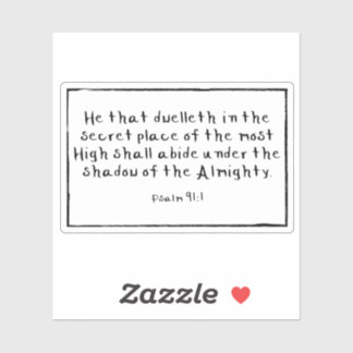 Psalm 91:1 Rechthoek, vinylStickers met aangepaste Sticker