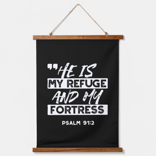 Psalm 91:2 Mijn schuilplaats en mijn vesting Chris Hangend Wandkleed (Voorkant)