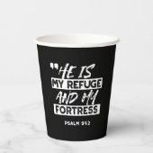 Psalm 91:2 Mijn schuilplaats en mijn vesting Chris Papieren Bekers (Achterkant)