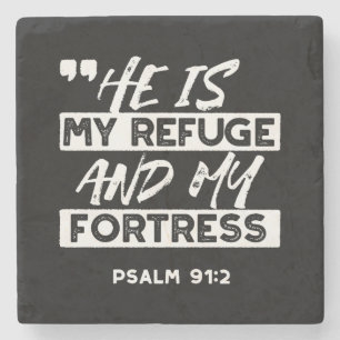 Psalm 91:2 Mijn schuilplaats en mijn vesting Chris Stenen Onderzetter