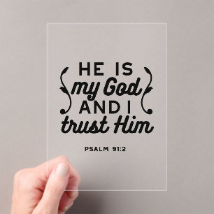 Psalm 91:2 – Vertrouw op God Christelijke Bijbelve Acryl Uitnodigingen
