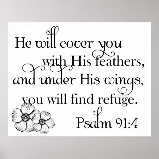 Psalm 91:4 afdrukken poster (Voorkant)