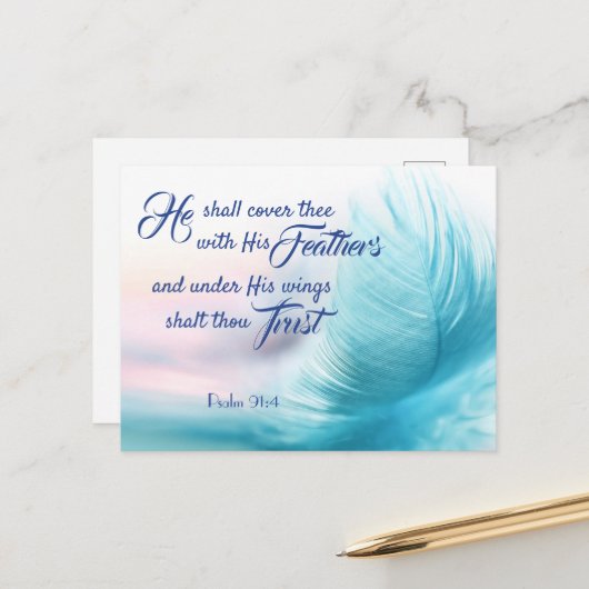 Psalm 91:4 Briefkaart - King James Version (Voorkant / Achterkant in situ)