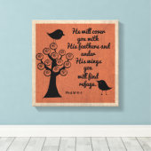 Psalm 91:4 Gewikkeld Canvas Afdruk (Insitu (Houten vloer))