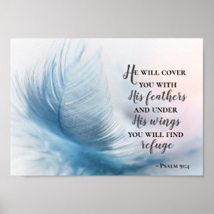 Psalm 91:4 Hij zal je bedekken met zijn vaders Poster