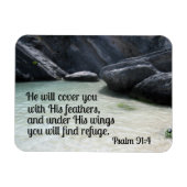 Psalm 91:4 Hij zal je bedekken met zijn veren Magneet (Horizontaal)