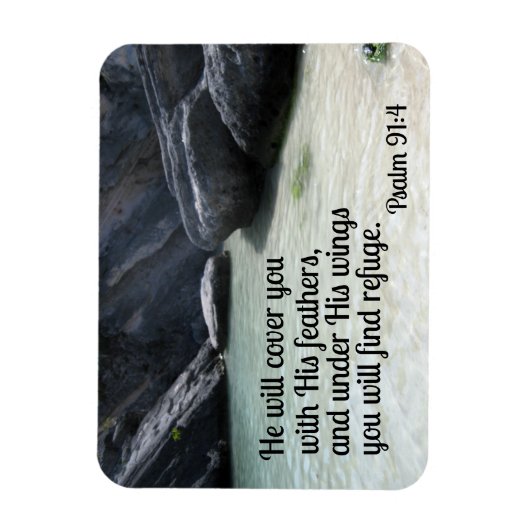 Psalm 91:4 Hij zal je bedekken met zijn veren Magneet (Verticaal)