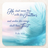 Psalm 91:4 King James Square Onderzetters (Voorkant)