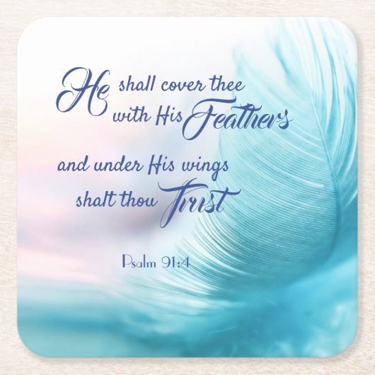 Psalm 91:4 King James Square Onderzetters (Voorkant)