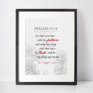 Psalm 91:4 Monochrome veren Poster