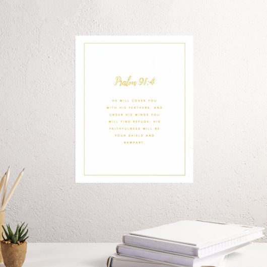 Psalm 91:4-script in Gold Folie Afdrukken (Insitu (Desk 3))