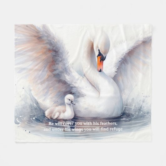 Psalm 91:4 Wings Gods beschermings Bijbelscriptie Fleece Deken (Voorkant (Horizontaal))