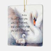 Psalm 91:4 Wings Gods beschermings Bijbelscriptie Keramisch Ornament (Links)