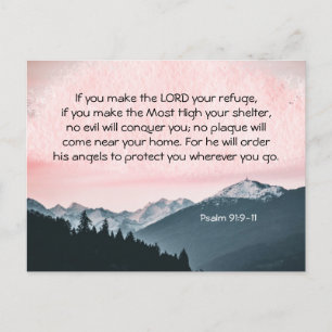 Psalm 91:9-11 Als u de LORD uw toevlucht maakt Briefkaart