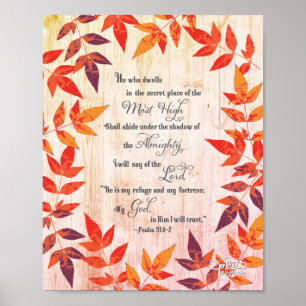 Psalm 91 Bijbel - Verse-scripts - najaar bladeren Poster
