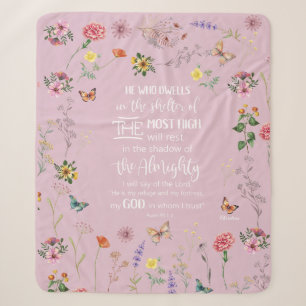 Psalm 91 Bijbelvers Wilde Bloemen Sherpa Deken