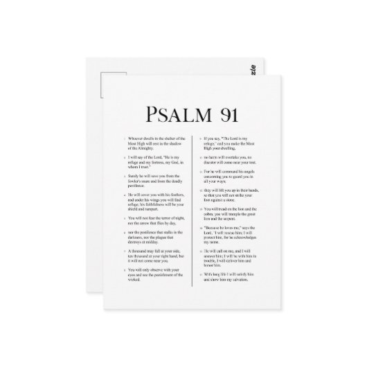 Psalm 91  briefkaart (Voorkant / Achterkant in situ)