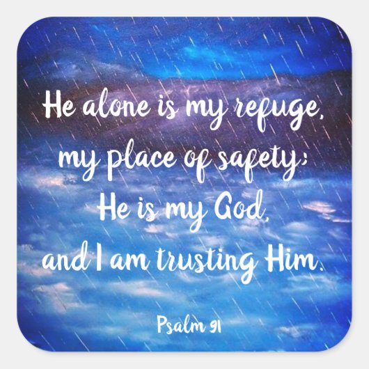 Psalm 91 Christelijke Scriptstickers Vierkante Sticker (Voorkant)
