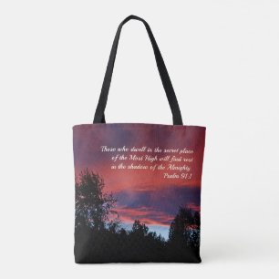 psalm 91 Diegenen die in de geheime plaats wonen, Tote Bag