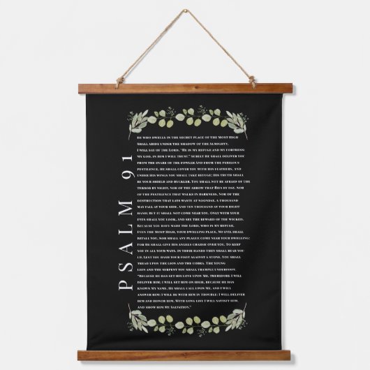 Psalm 91 Eucalyptus Leaves Bible Verses Scroll Han Hangend Wandkleed (Voorkant)
