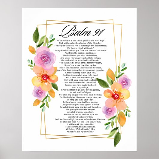 Psalm 91 Floral Geometrisch Lijst Poster (Voorkant)