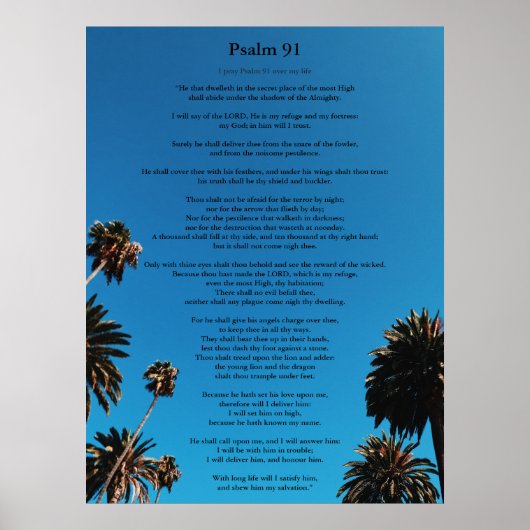Psalm 91 King James Version Add Name Christelijk Poster (Voorkant)