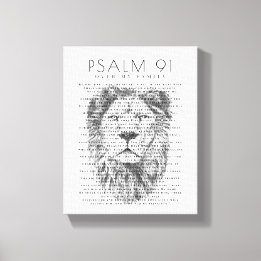 Psalm 91 over mijn familie Rustic Bold Lion Canvas Afdruk