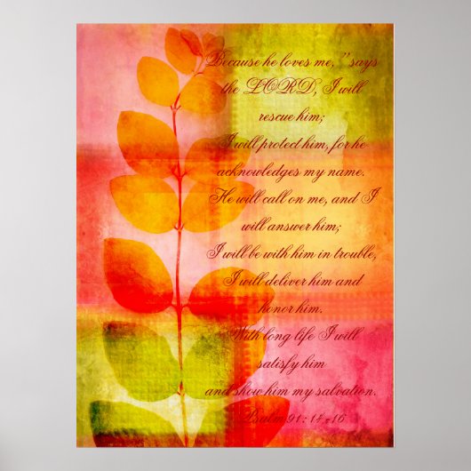 Psalm 91, poster met grunge herfst (Voorkant)