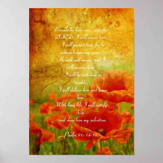 Psalm 91 poster van rode papaver (Voorkant)