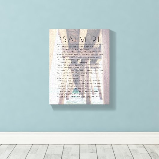 Psalm 91 Rustic Beach Bijbel Verse Canvas Prin (Insitu (Houten vloer))