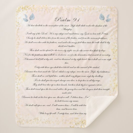 Psalm 91, Schrift & Eucalyptusbladeren, Blush Sherpa Deken (Voorkant)