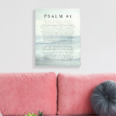 Psalm 91 Schrift Zachte Aqua Blau Rustige Strand Canvas Afdruk (Insitu (Woonkamer))