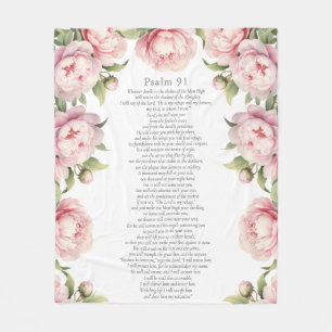 Psalm 91 Schriftuur Bijbelvers Bloemrijk Roze Fleece Deken