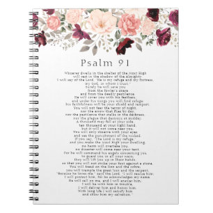 Psalm 91 Scripture Burgundy Blush Floral Notitieboek