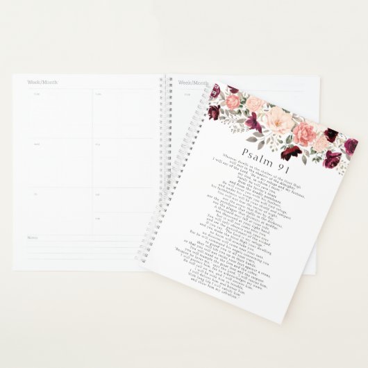 Psalm 91 Scripture Burgundy Blush Floral Planner (Display)