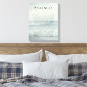 Psalm 91 Scripture Soft Aqua Blue Calm Beach Canvas Afdruk (Insitu (Slaapkamer))