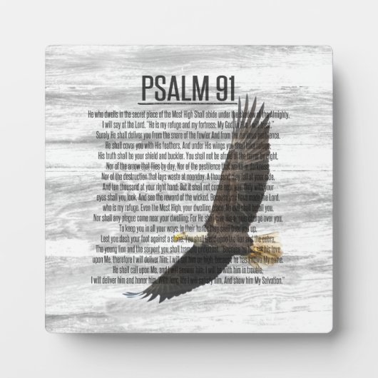 Psalm 91 Soaring Eagle Scripture Rustic Wood Fotoplaat (Voorkant)