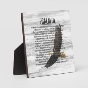 Psalm 91 Soaring Eagle Scripture Rustic Wood Fotoplaat