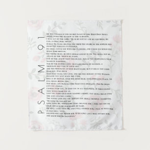 Psalm 91 Typografie Christelijke Floral Wandkleed